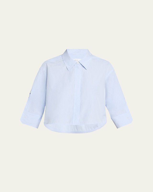 Maude High-Low Striped Cotton Shirt